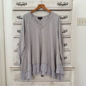 Grey Contrast Hem Top